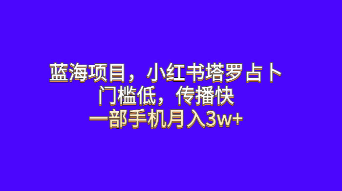 蓝海项目，小红书塔罗占卜：门槛低，传播快，一部手机月入五位数-星云科技 adyun.org