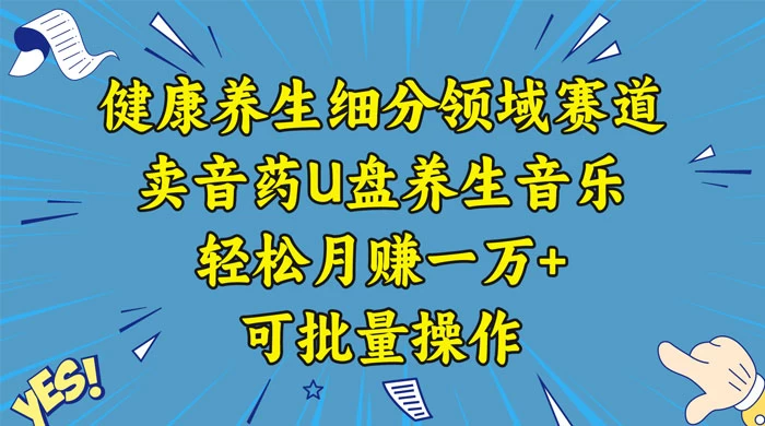 健康养生细分领域赛道，卖音药U盘养生音乐，轻松月赚一万+，可批量操作-星云科技 adyun.org