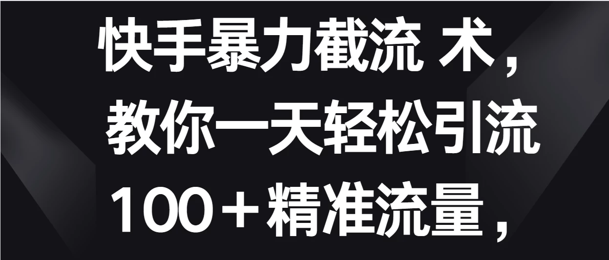 快手暴力截流术，教你一天轻松引流100＋精准流量，当天做当天见效果-星云科技 adyun.org