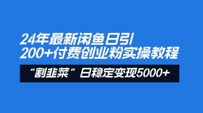 24 年最新闲鱼日引 200+ 付费创业粉，割韭菜每天 5000+ 收益实操教程！-星云科技 adyun.org