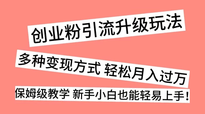 创业粉引流升级玩法，多种变现方式 轻松月入过万，保姆级教学 新手小白也能轻易上手！-星云科技 adyun.org