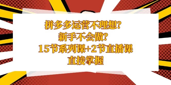 拼多多运营不理想？新手不会做？​15 节系列课+ 2 节直播课，直接掌握-星云科技 adyun.org