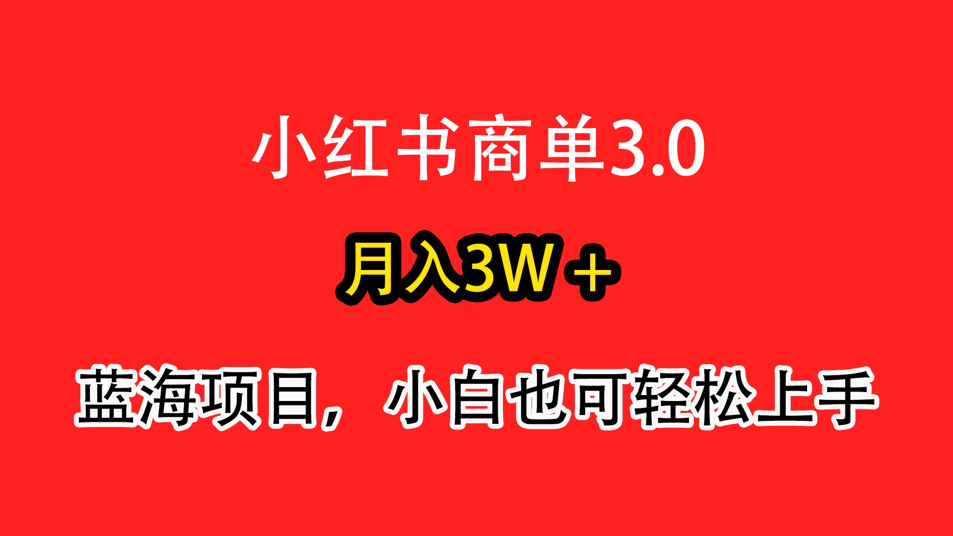 小红书商单3.0，月入3w＋，蓝海项目，小白轻松上手-星云科技 adyun.org