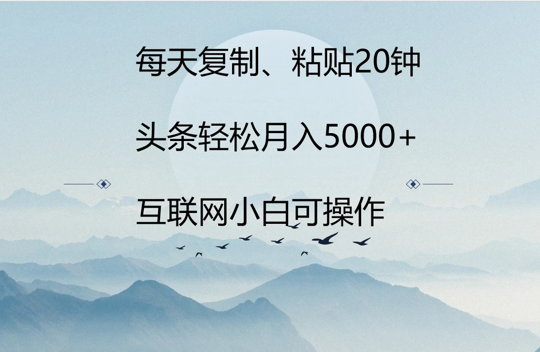 每天复制、粘贴20分钟 头条轻松月入5000+  有手就可轻松操作-星云科技 adyun.org