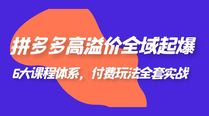 拼多多高溢价全域起爆：6 大课程体系，付费玩法全套实战-星云科技 adyun.org