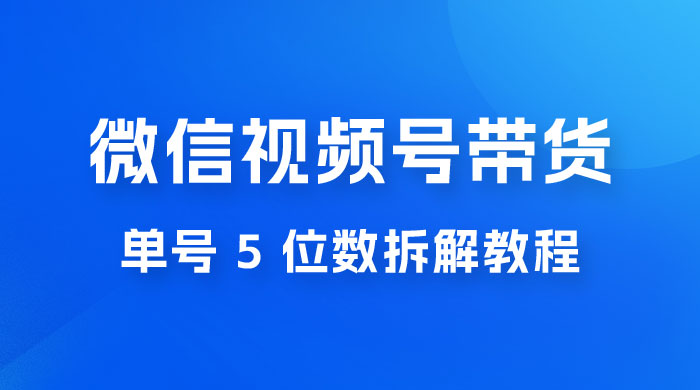 最新红利期，微信视频号带货项目，单号 5 位数拆解教程-星云科技 adyun.org