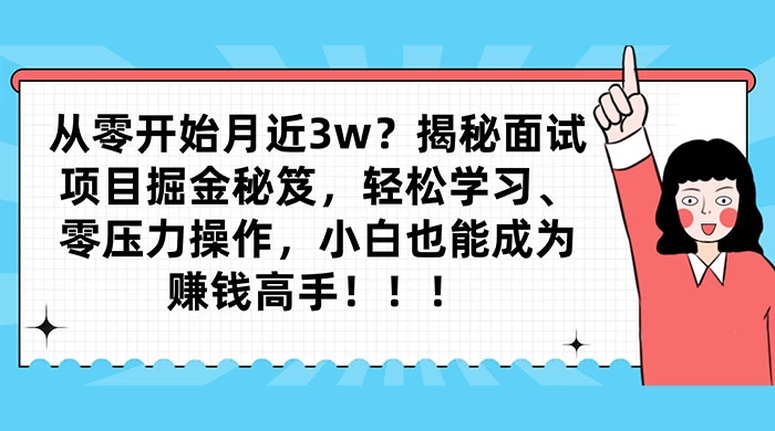 从零开始月入近3w？揭秘面试项目掘金秘笈，轻松学习、零压力操作，小白也能成为赚钱高手-星云科技 adyun.org