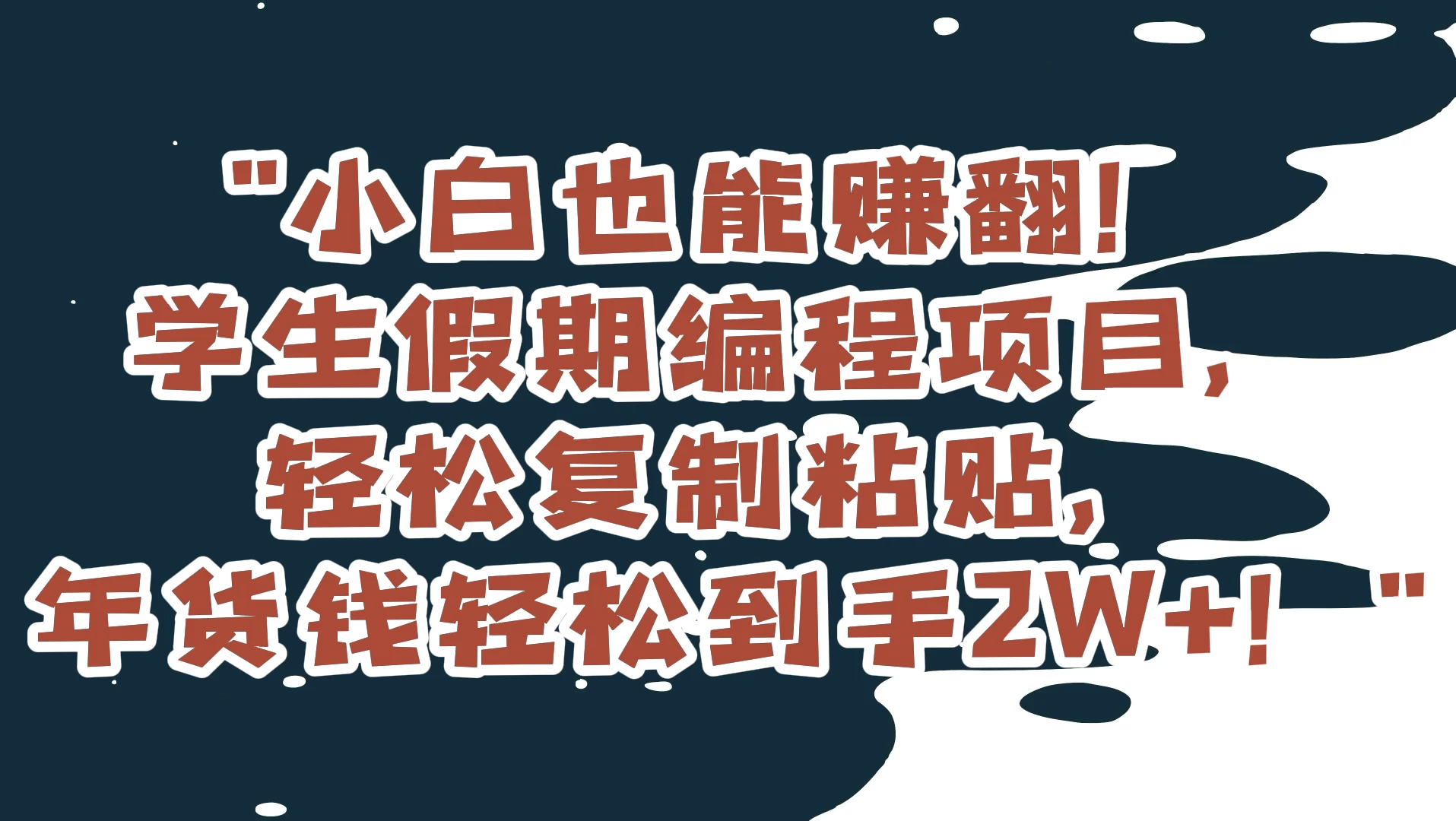 小白也能赚翻！学生假期编程项目，轻松复制粘贴，年货钱轻松到手2W+-星云科技 adyun.org