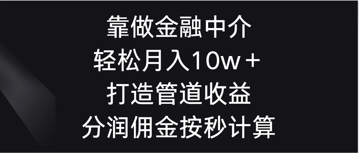 靠做金融中介，轻松月入10w＋打造管道收益，分润佣金按秒计算-星云科技 adyun.org