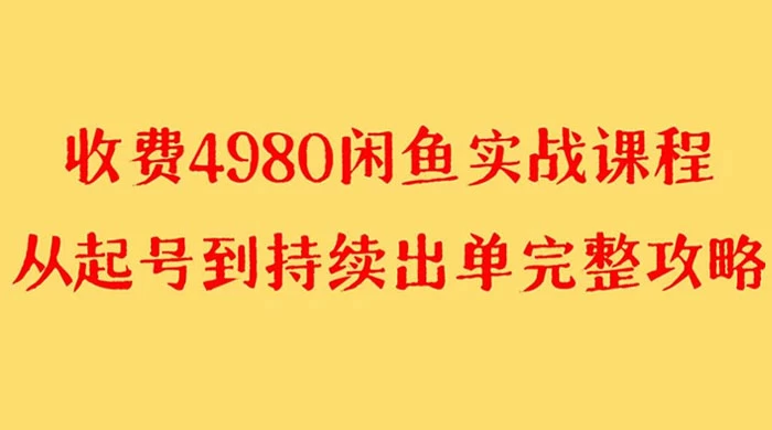 外面收费 4980 闲鱼无货源实战教程，单号 4000+-星云科技 adyun.org