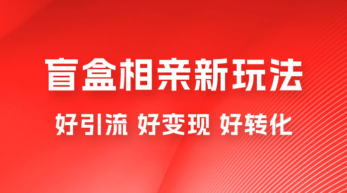 盲盒相亲新玩法：适合新手小白，一部手机可以做，轻松日入 500+-星云科技 adyun.org