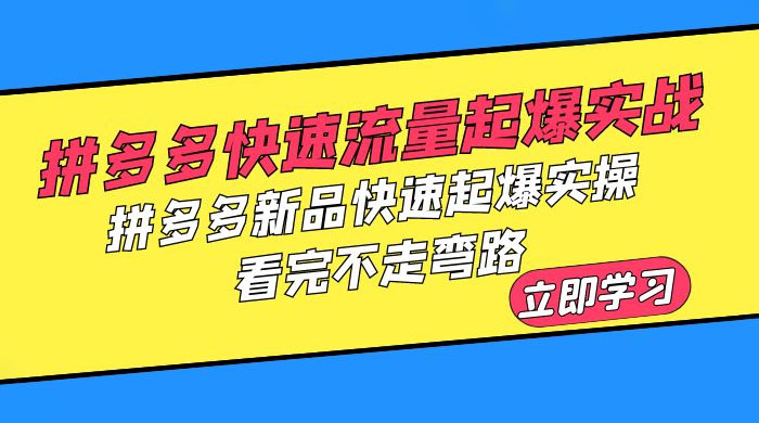 拼多多 · 快速流量起爆实战：拼多多新品快速起爆实操，看完不走弯路-星云科技 adyun.org