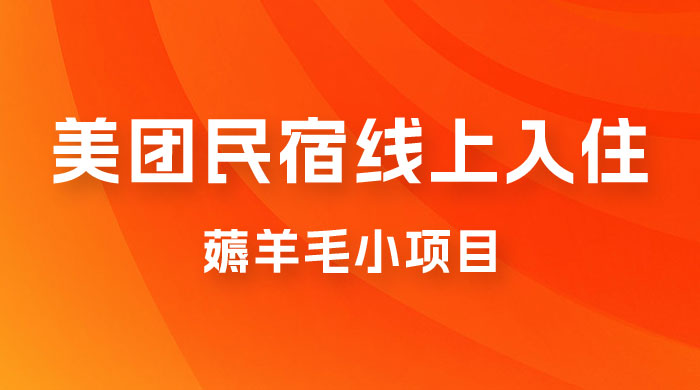 美团民宿线上入住，最新薅羊毛小项目，可以单号日入 50+-星云科技 adyun.org