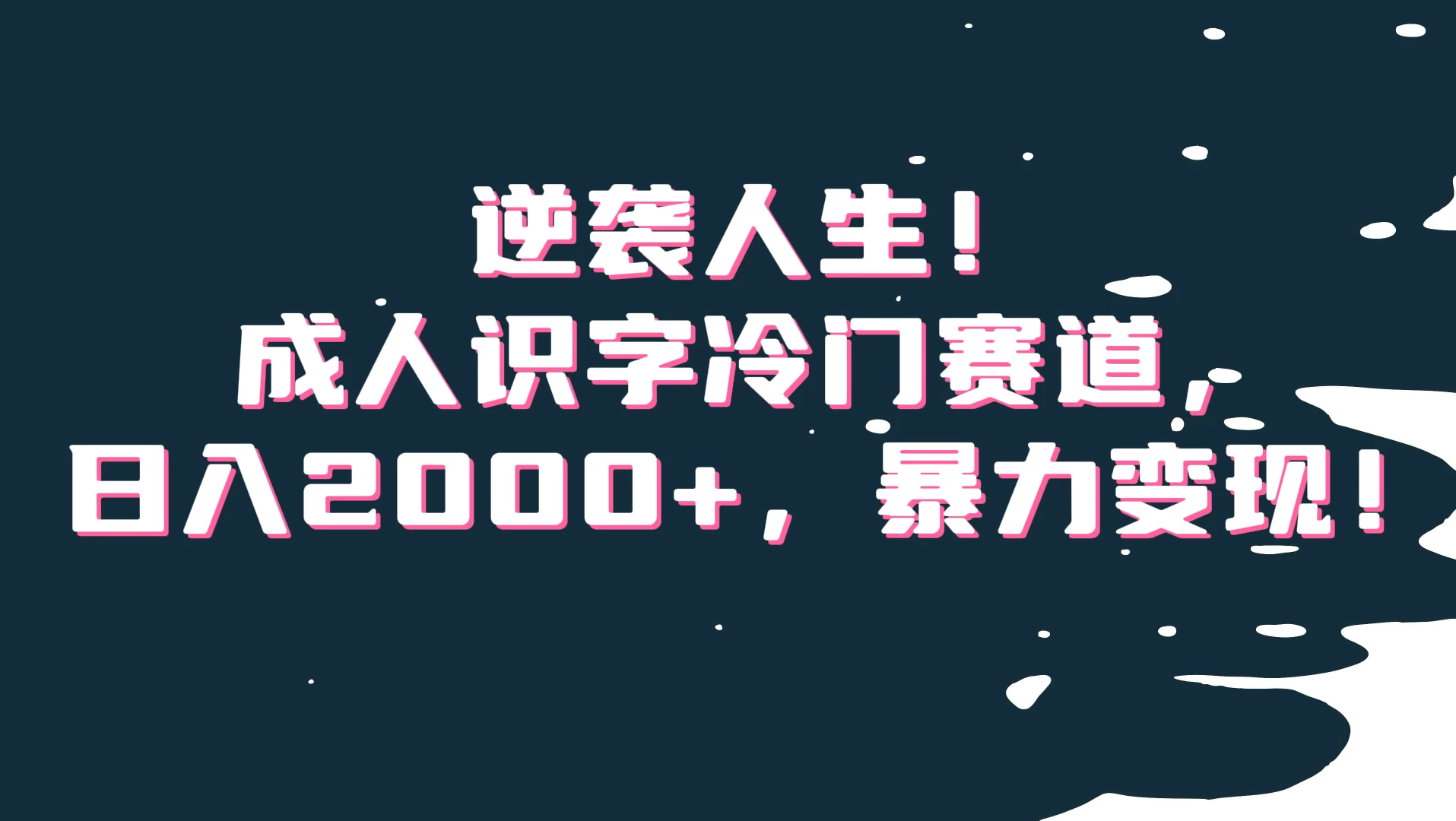 逆袭人生！成人识字冷门赛道，日入2000+，暴力变现-星云科技 adyun.org