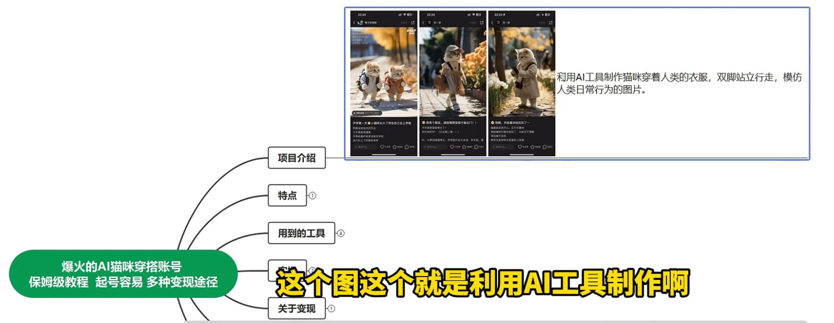 AI 猫咪穿搭账号玩法拆解，保姆级教程，起号容易，多种变现途径