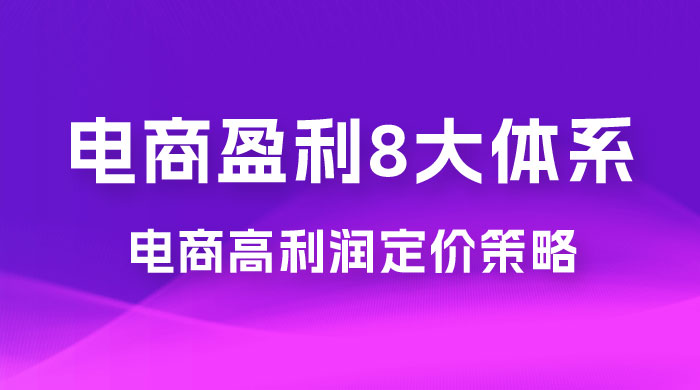 电商盈利 8 大体系：利润篇 · 利润定准电商高利润定价策略线上课（共 16 节）-星云科技 adyun.org