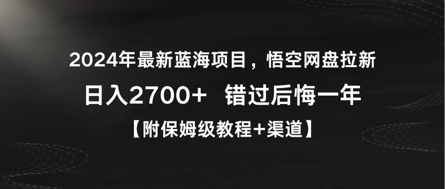 2024年最新蓝海项目，悟空网盘拉新，日入2700+错过后悔一年【附保姆级教程+渠道】-星云科技 adyun.org