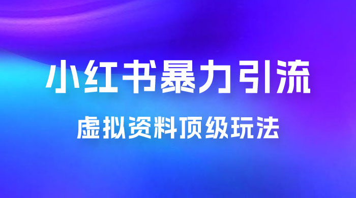 虚拟资料顶级玩法，小红书暴力引流，喂饭级教程零成本，利润任你定-星云科技 adyun.org