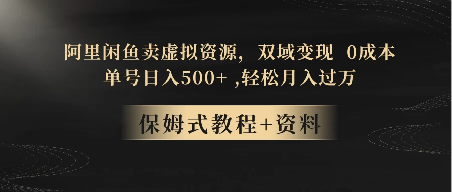 闲鱼卖虚拟资源，双域变现，0 成本，日入 500+，轻松月入过万-星云科技 adyun.org