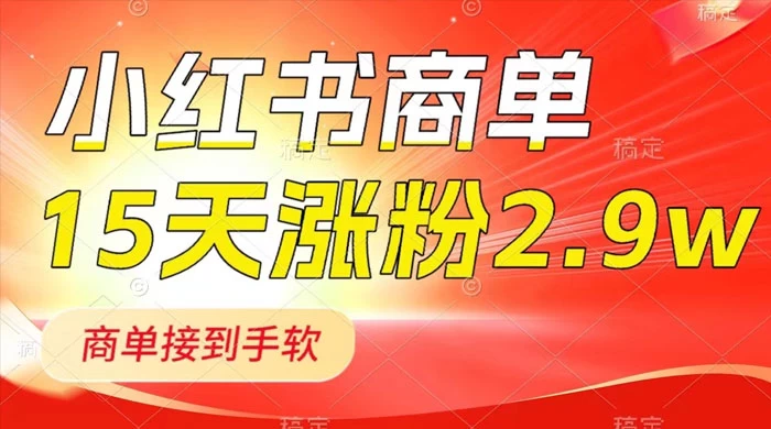 小红书商单最新玩法，新号 15 天 2.9w 粉，商单接到手软，1分钟一篇笔记-星云科技 adyun.org