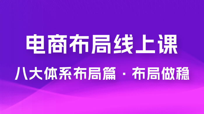 电商盈利 8 大体系：布局篇 · 布局做稳，成为大店的电商布局线上课（ 16 节课）-星云科技 adyun.org