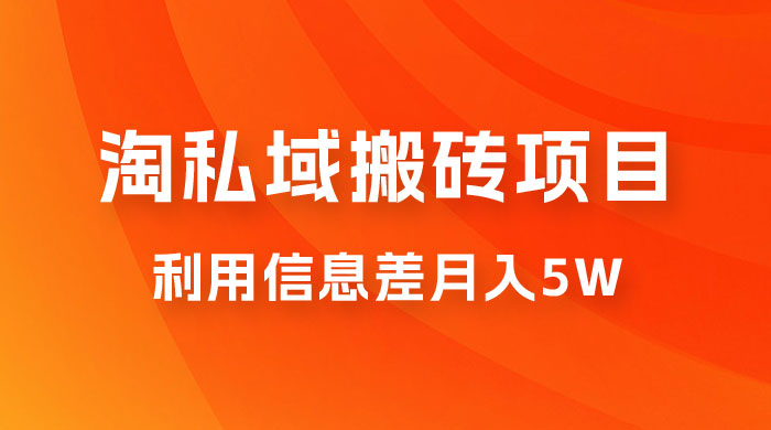 淘私域搬砖项目，利用信息差月入 5W，每天无脑操作 1 小时，后期躺赚-星云科技 adyun.org