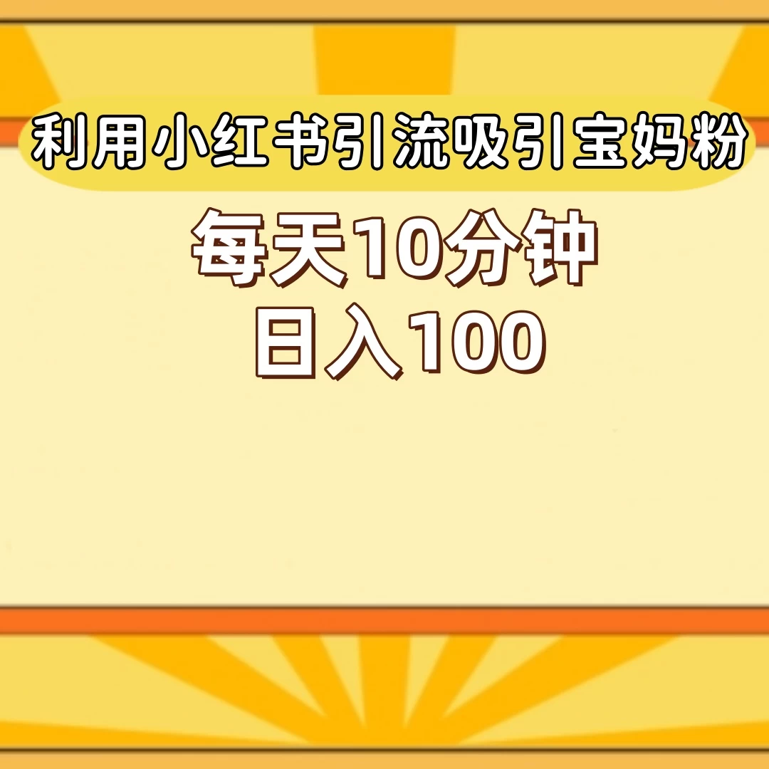 小红书引流吸引宝妈粉，每天10分钟，日入100+-星云科技 adyun.org