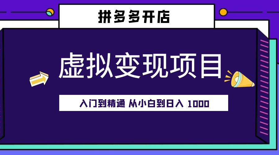 拼多多开店虚拟变现项目：入门到精通 从小白到日入 1000「完整版」-星云科技 adyun.org