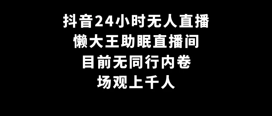 抖音24小时无人直播，懒大王助眠直播间，目前无同行内卷，场观上千人-星云科技 adyun.org