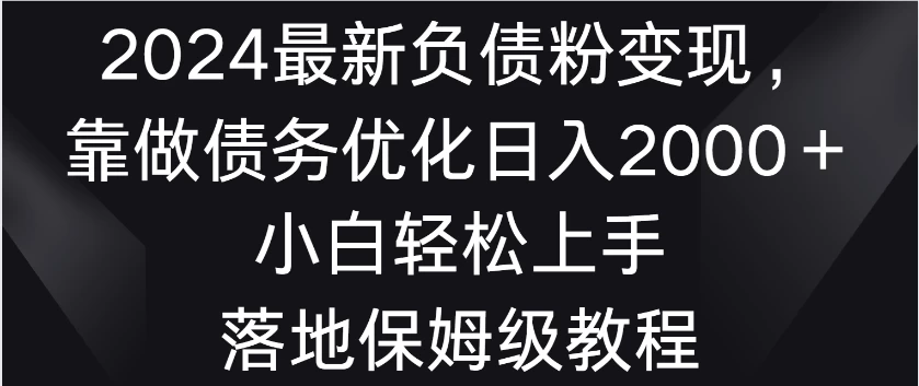 2024最新负债粉变现，靠做债务优化日入2000＋小白轻松上手 落地保姆级教程-星云科技 adyun.org