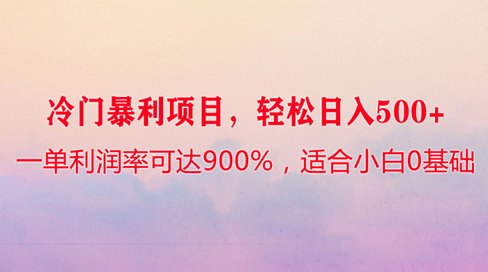 冷门暴利项目，一单利润率可达 900%，轻松日入 500+，适合小白 0 基础-星云科技 adyun.org