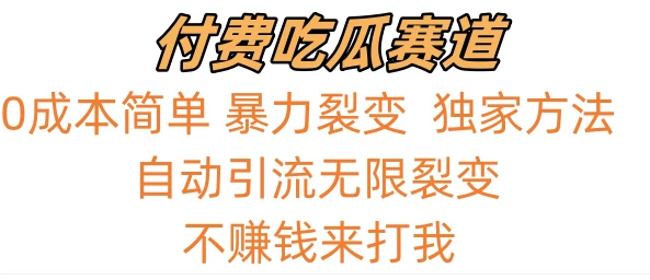 0成本简单暴力裂变，吃瓜付费赛道，不赚钱你来打我-星云科技 adyun.org